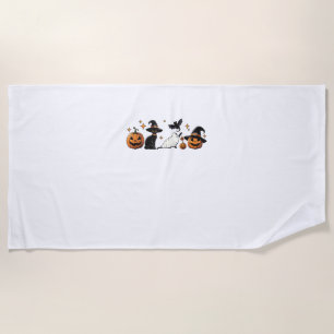 Serviette De Plage Chat noir Halloween Citrouille Boo Ghost sorcier É