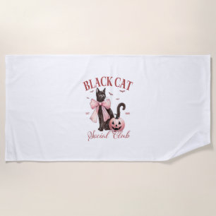 Serviette De Plage Chat noir Halloween Coquette Social Club Bow rose