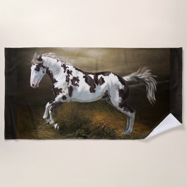 Serviette De Plage Châtaigner cadre Tovero Paint Horse (Devant)