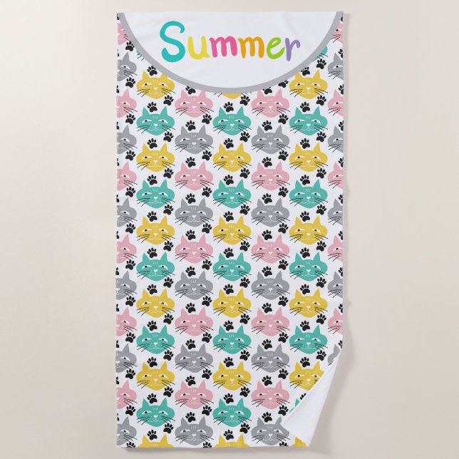 Serviette De Plage Chats d'été  (Devant)