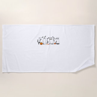 Serviette De Plage Chats noirs mignons en costume fantôme Femmes et h