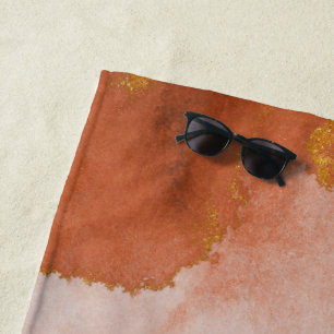 Serviette De Plage Chaussure orange or orange monogramme Beach Towel