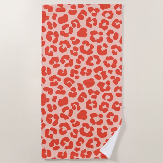 Serviette De Plage Cheetah Motif imprimé rouge (Devant)