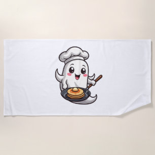 Serviette De Plage Chef fantôme - Drôle Halloween Cuisine Tee