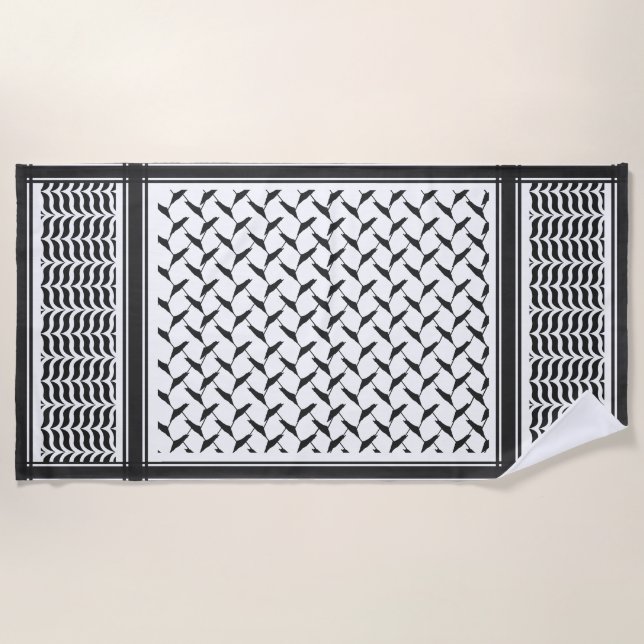 Serviette De Plage Chemagh noir et blanc de la Joranian (Devant)