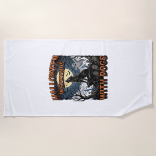 Serviette De Plage Chemise de chien Halloween Pup Cimetière Vintage