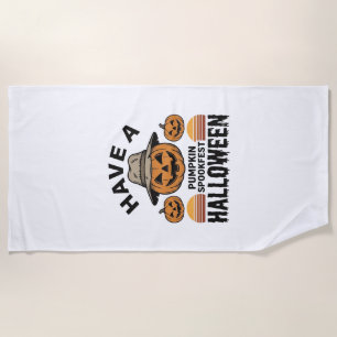 Serviette De Plage Chemise de gravure vintage Halloween Citrouille ef
