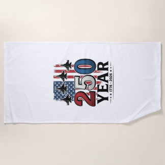 Serviette De Plage Chemise de gravure vintage jet patriotique 250 ans