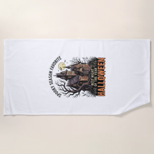 Serviette De Plage Chemise de saison effrayante manoir hanté gravure 