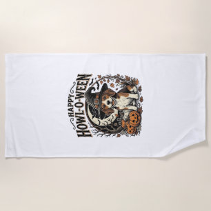Serviette De Plage Chemise Halloween Chapeau De Sorcière Beagle Joyeu
