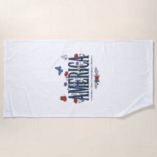 Serviette De Plage Chemise patriotique papillon floral Vintage Americ
