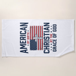 Serviette De Plage Chemise Vintage Croix du Drapeau Chrétien Américai