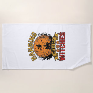 Serviette De Plage Chemise vintage Halloween Accrochage avec mes sorc