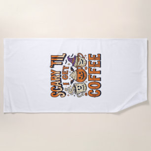 Serviette De Plage Chemise vintage Halloween Café Épouvantable jusqu'