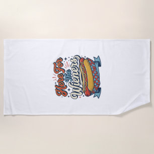 Serviette De Plage Chemise vintage hot dog Here For The Wieners_1