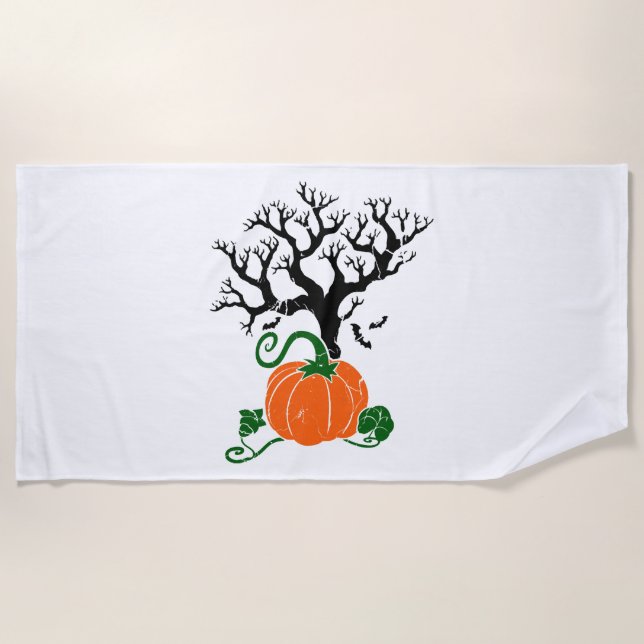 Serviette De Plage Chemises d'automne de l'arbre d'Halloween Sweatshi (Devant)