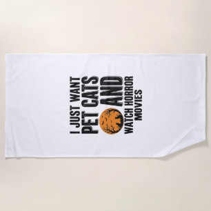 Serviette De Plage Chemises Halloween Vintage Films d'Horreur Chats d