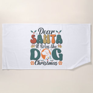 Serviette De Plage Cher Père Noël C'était le chien Noël-01