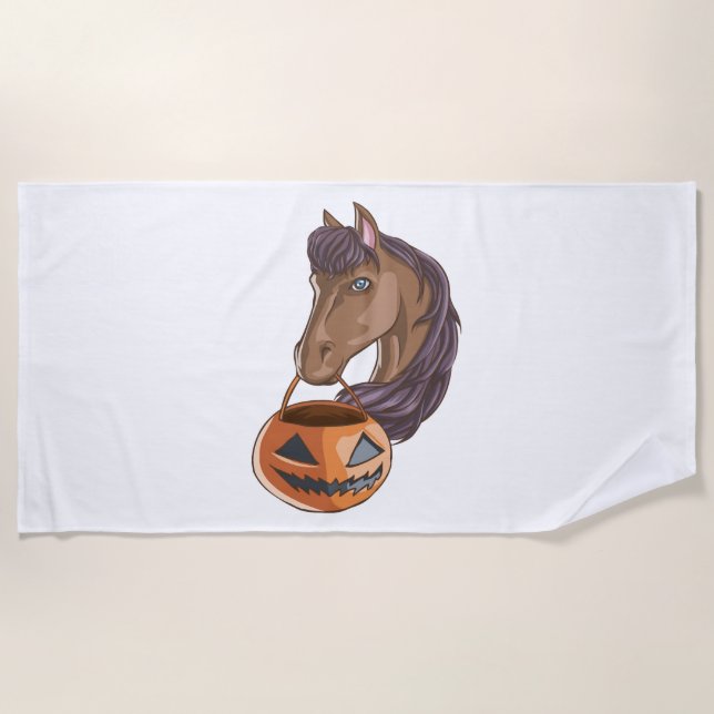Serviette De Plage Cheval d'Halloween (Devant)