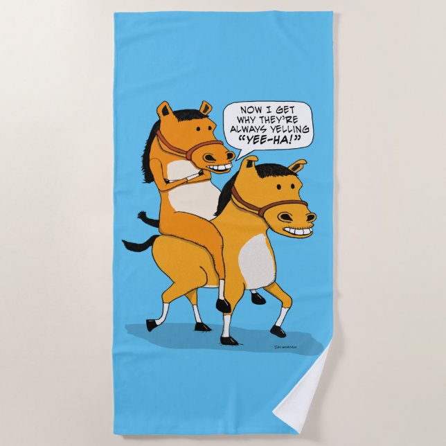 Serviette De Plage Cheval drôle d'équitation (Devant)