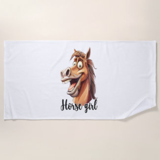 Serviette De Plage Cheval Fille Drôle Cheval