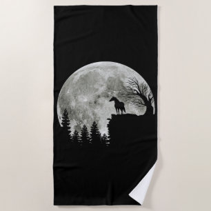 Serviette De Plage Cheval Stand Sur Montagne Éffrayante Lune D'Hallow