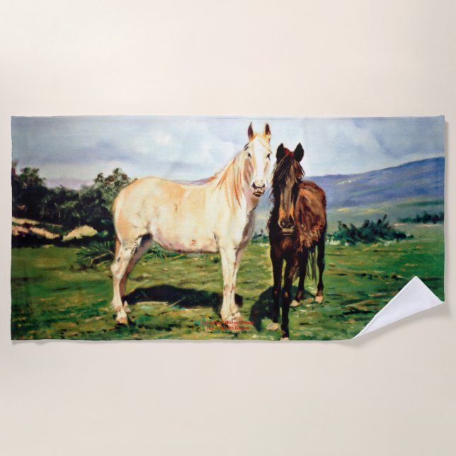 Serviette De Plage Chevaux/Cabalos/Horses (Devant)