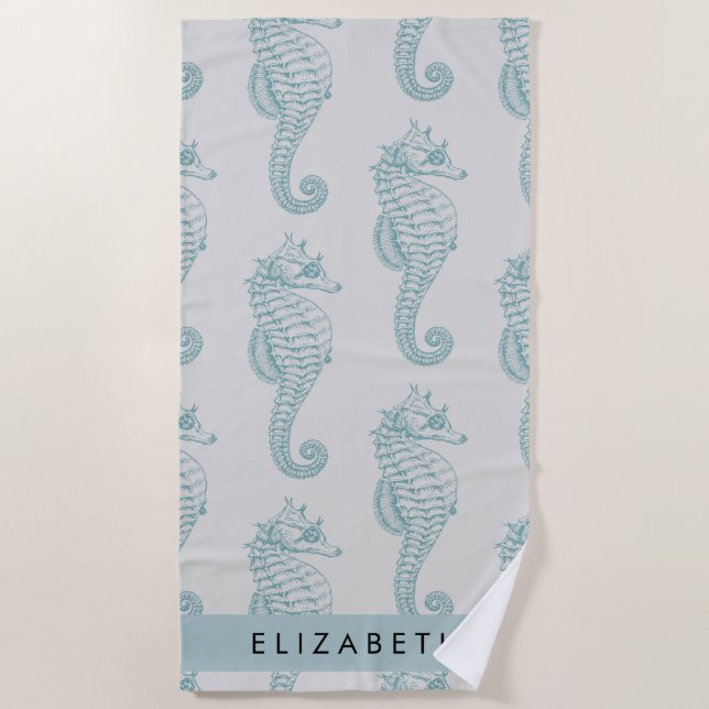 Serviette De Plage Chevaux de mer tropicaux, Motif hippocampe, Votre  (Devant)