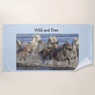 Serviette De Plage Chevaux galopant dans l'eau