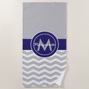 Serviette De Plage Chevron bleu gris