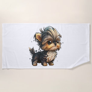 Serviette De Plage Chibi Yorkshire Terrier