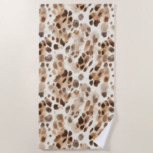 Serviette De Plage Chic Crème Brown Poster de animal léopard