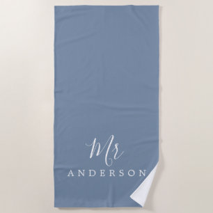 Serviette De Plage Chic Future M. Faded Denim Blue Monogramme