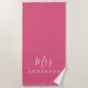 Serviette De Plage Chic Future Mme Hot Pink Monogram Beach Towel