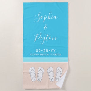 Serviette De Plage Chic Moderne Plage Mariage Lune de miel Anniversai