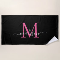 Chic Noir Rose Monogramme Feminine Script