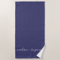 Chic Nouveau marié Monogramme Noms Marine Bleu