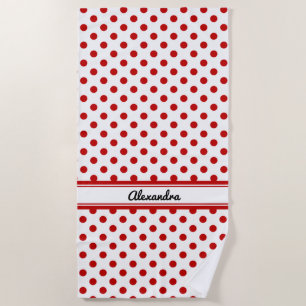 Serviette De Plage Chic Polka Dot Rouge Blanc Arrière - plan