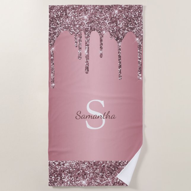 Serviette De Plage Chic Rose Gold Rose Parties scintillant Drivers Mo (Devant)