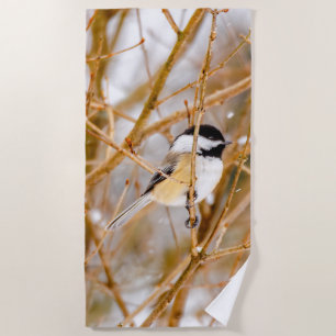 Serviette De Plage Chickadee au plafond noir - Photo originale
