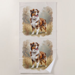 Serviette De Plage Chien berger australien Rouge Merle Aussie