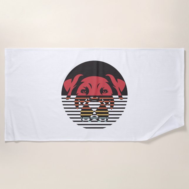 Serviette De Plage Chien Chiot Chemise J'Aime Chiens Paw Imprimer Coe (Devant)