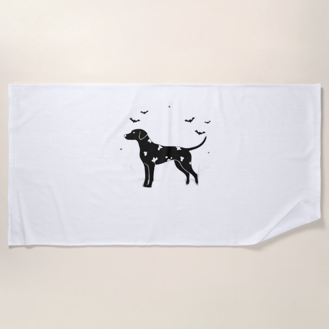 Serviette De Plage Chien dalmate - Halloween Lune Silhouette Classic (Devant)