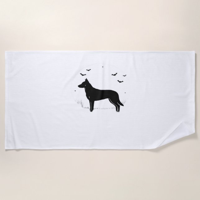 Serviette De Plage Chien de Beauceron - Halloween Moon Silhouette Cla (Devant)