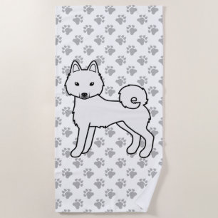 Serviette De Plage Chien de dessin animé mignon Klee Kai blanc d'Alas