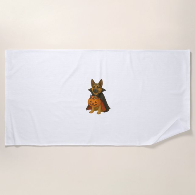 Serviette De Plage Chien d'Halloween allemand Bulldog en costume vamp (Devant)