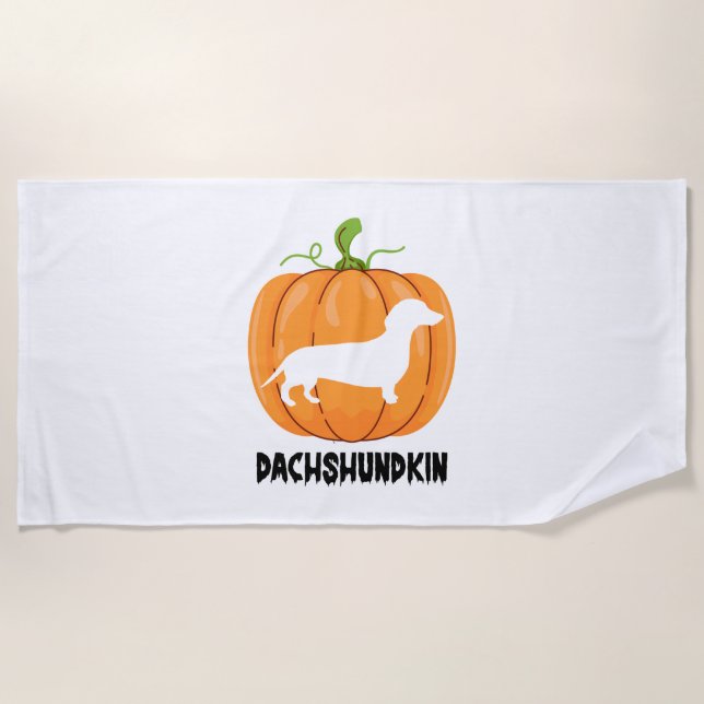 Serviette De Plage Chien d'Halloween Dachshund (Devant)