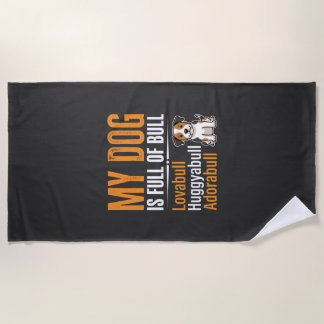 Serviette De Plage Chien drôle plein de taureau design