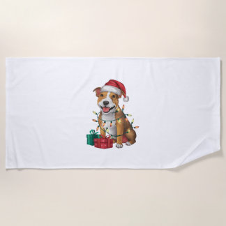 Serviette De Plage Chien du Staffordshire de Père Noël