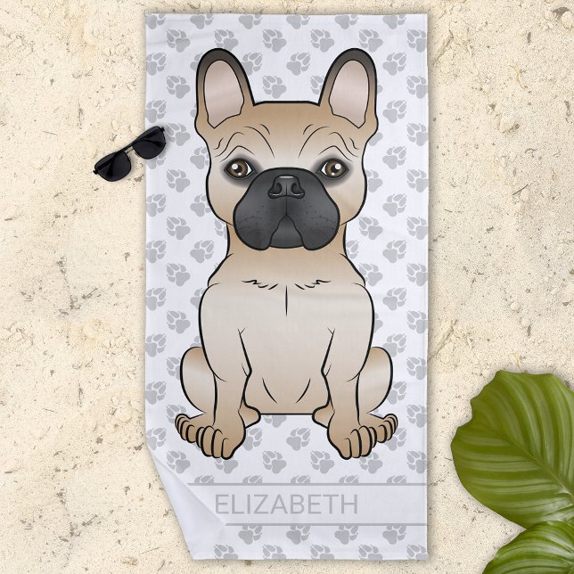 Serviette De Plage Chien-taureaux français / Chien-caricature françai (Créateur téléchargé)